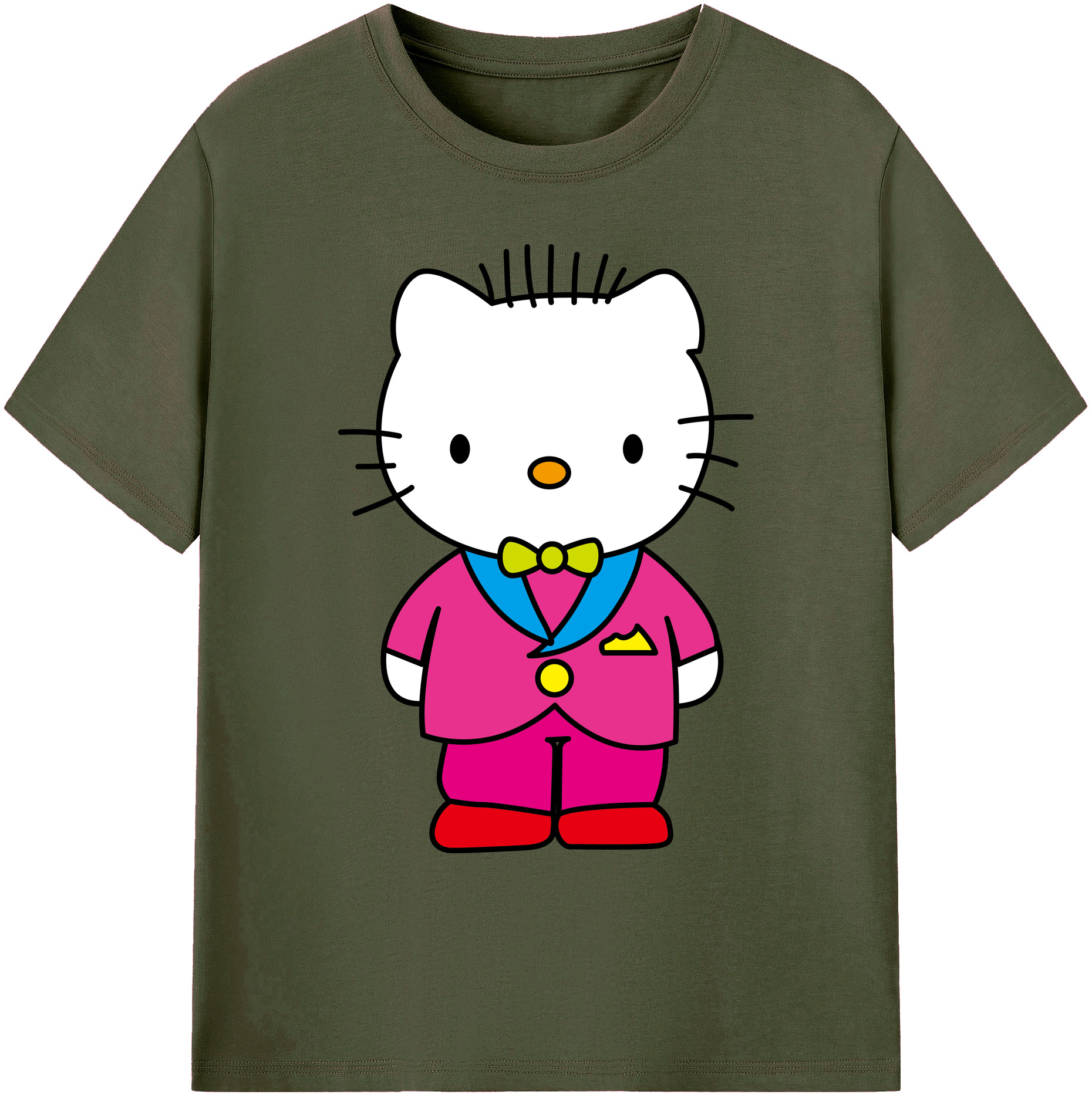 （画像用） Hello Kitty ハローキティ 綿100％ メンズ半袖Tシャツ｜肌触りやわらか＆通気性